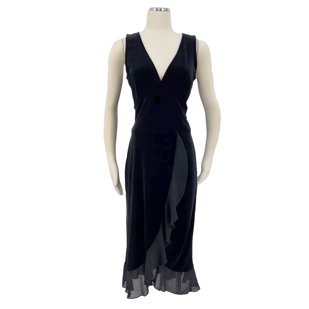 vintage Y2K black velvet dress Connected Apparel‎ 6